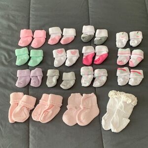 Baby Girl Socks Set - Pink, White, Gray, Green, and Purple